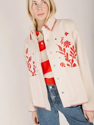 Keeney Floral Embroidered Cotton Jacket