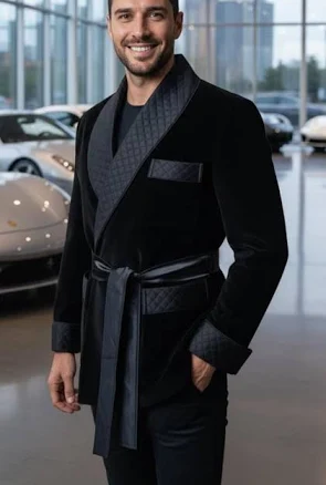 Custom Black Velvet Smoking Blazer - Designer Men's Tailored Jacket