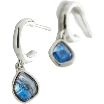 Monica Vinader Women's Sterling Silver Siren Mini Nugget Huggie Earrings with Kyanite