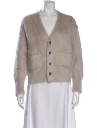 Bottega Veneta Wool V-Neck Sweater in Neutrals, Women's XS