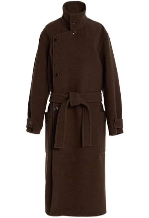 Lemaire Belted Double-Breasted Wool Wrap Coat
