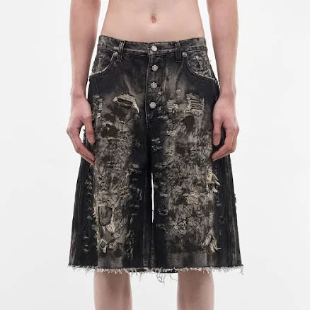 THUG CLUB H. Lorenzo Hard Washed Destroyed Denim Shorts