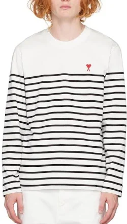 Ami Paris White Ami De Cœur Long Sleeve T-shirt Size L