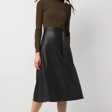 White House Black Market Women's Faux Leather Long Sleeve Dress