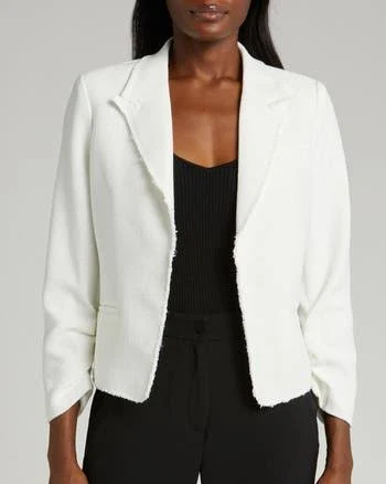 Halogen Women's Raw Hem Crop Blazer