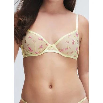 SAVAGE X FENTY Puff Flowers Unlined Demi Bra in Mint Yellow at Nordstrom, Size 38Dd