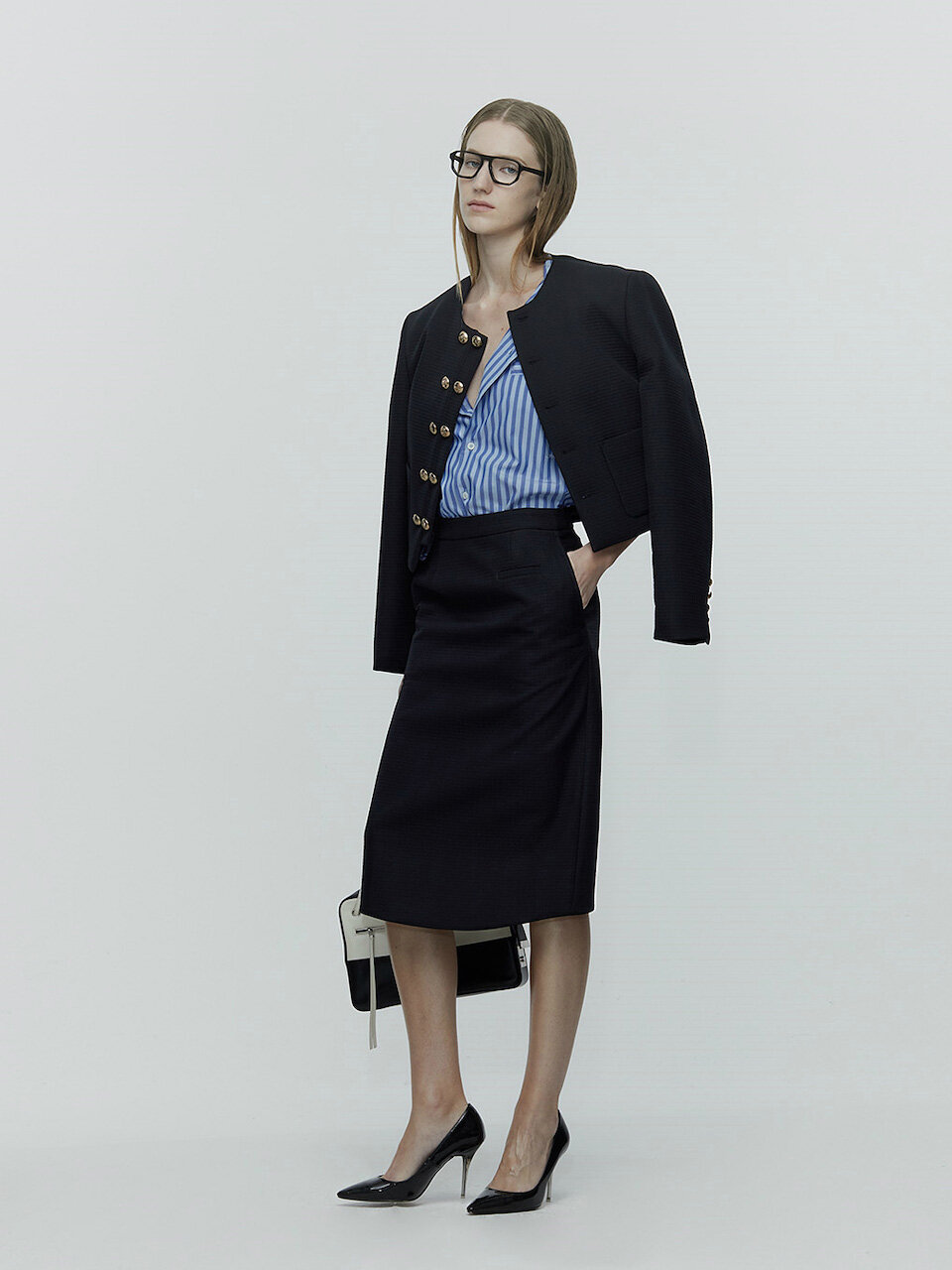 Cropped Matelasse Jacket_Black