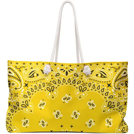 Yellow bandana weekender bag, Overnight bag, Weekender bag, Tote, Weekender tote, Bandana tote bag