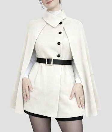 Women's Wool Blend Belted Cape Coat