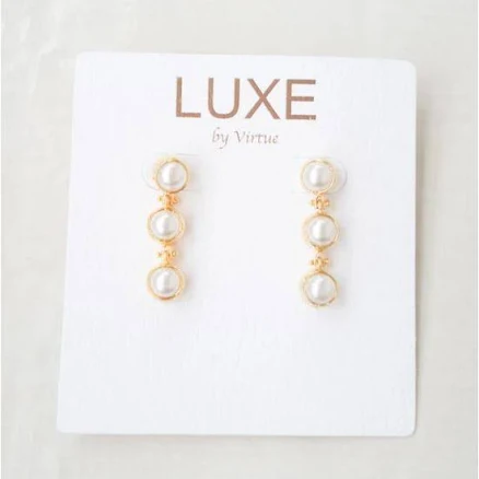 Virtue LUXE Triple Drop Pearl Earrings
