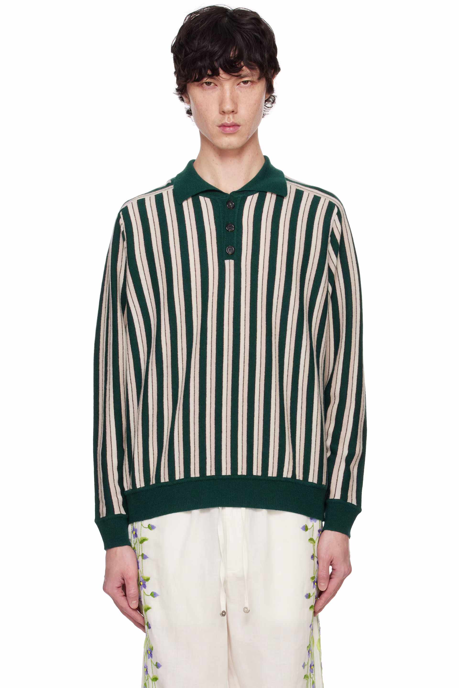 White Striped Polo
