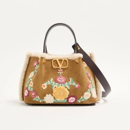 Valentino Garavani Women's VLogo Signature Embroidered Suede Tote Bag