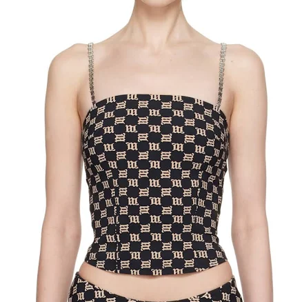 Misbhv Monogram Spaghetti Top Women Black