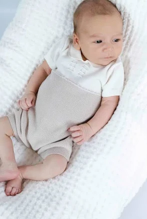 Cozy Mole Knit Collar Romper for Baby Boy - Soft & Snuggly 3-6m