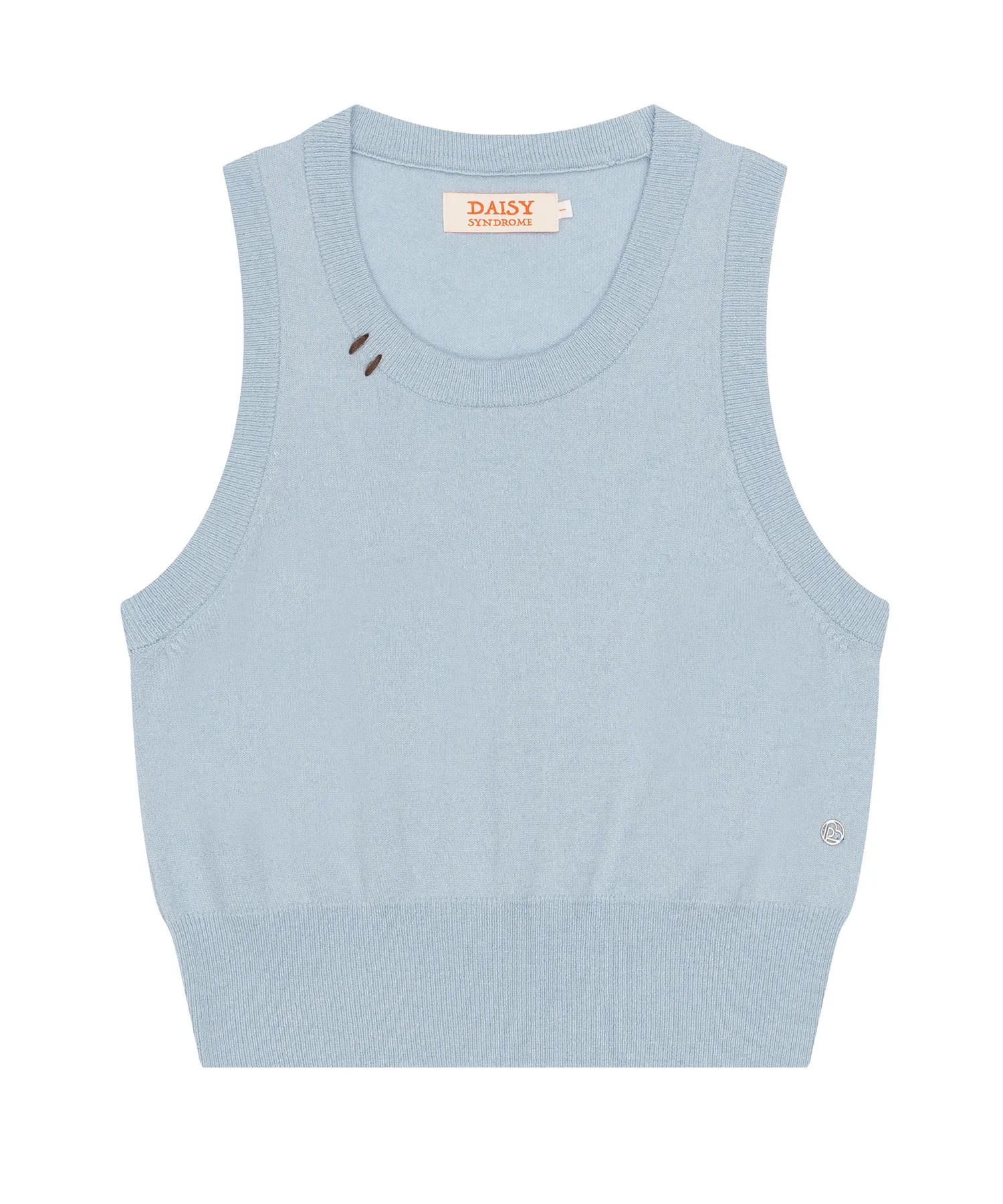 DAISY NEEDLE POINT KNIT VEST sky blue