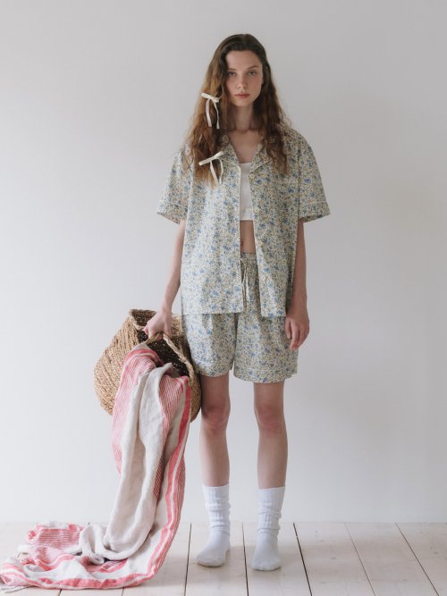 Sienne Flower Pajamas (Sky Blue)