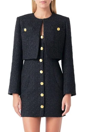 Endless Rose Women's Cropped Tweed Jacket