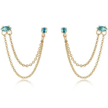 Ettika Chain Double Piercing Earrings