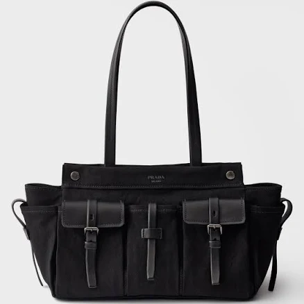 Prada Women's Route Large Canvas and Leather Tote Bag
