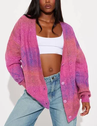 Fashion Nova Women's Seasons Change Ombre Cardigan Sweater Combo