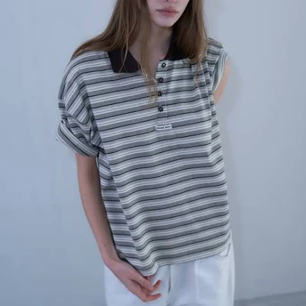 L23 STRIPE COLLAR T-SHIRT