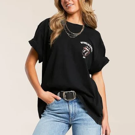 Life Clothing Women's Oversized The Rolling Stones Cotton T-Shirt with Buckle