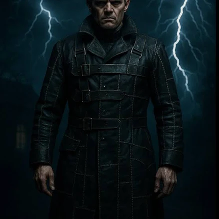 Men's Gothic Patchwork Leather Trench Coat
