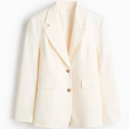 H&M Women's Single-breasted Linen-blend Blazer