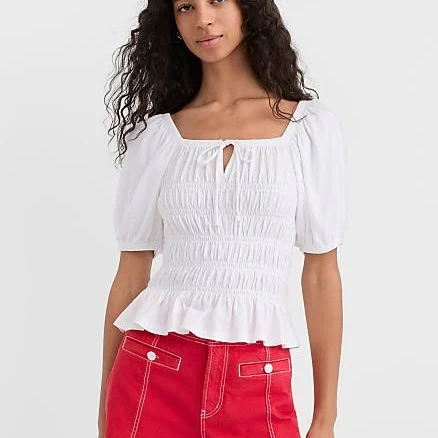 Loft Women's Smocked Puff Sleeve Top
