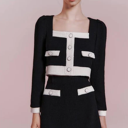IvanaHelsinki Tweed Jersey Square Neck Puff Sleeve Jacket by W Concept