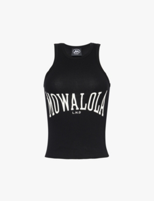 MOWALOLA - Brand-print racerback slim-fit stretch-cotton top