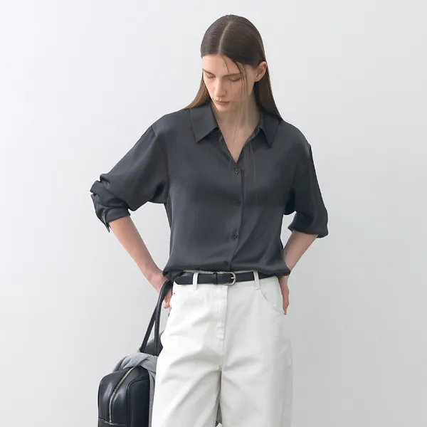 SATIN STRING NECK BLOUSE(BL-4291)