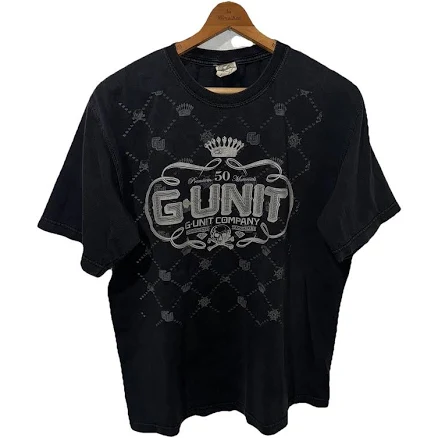 Vintage G-unit 50 Cent T Shirt Size Large Black Faded Rap Tee Hip Hop