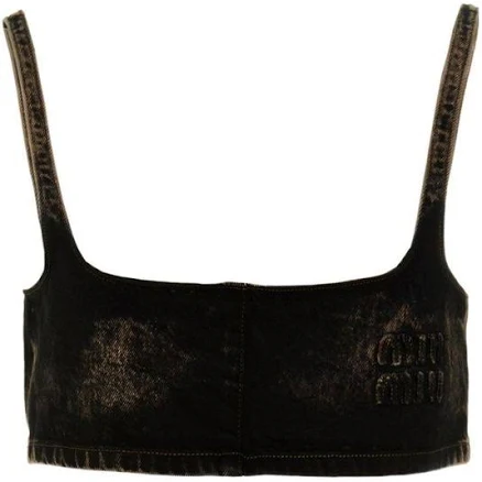 Miu Miu Women's Short Denim Vest - Black - Sleeveless tops