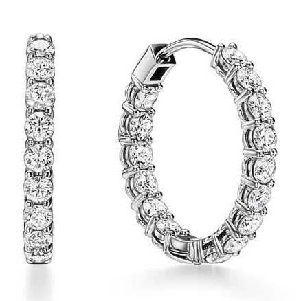 Platinum Diamond Hoop Earrings