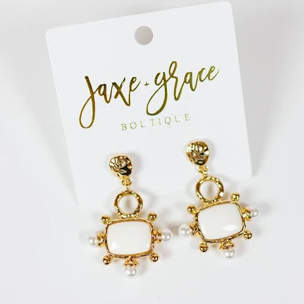 Square & Pearl Drop Earrings