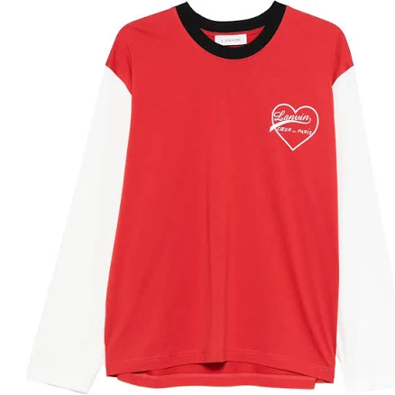 Lanvin - heart-logo long-sleeve T-shirt - unisex - Cotton - M - Red