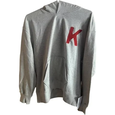 Kenzo Grey Cotton Oversized 'K' Logo Hoodie Sweatshirt Size S