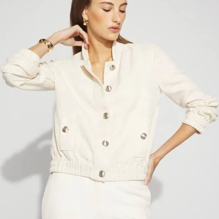 White House Black Market Women's Tweed Bomber Jacket
