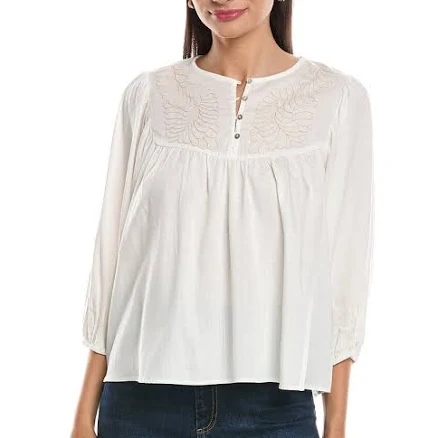 Nanette Nanette Lepore Balloon Sleeve Linen-Blend Blouse, White / Regular 12 (L)