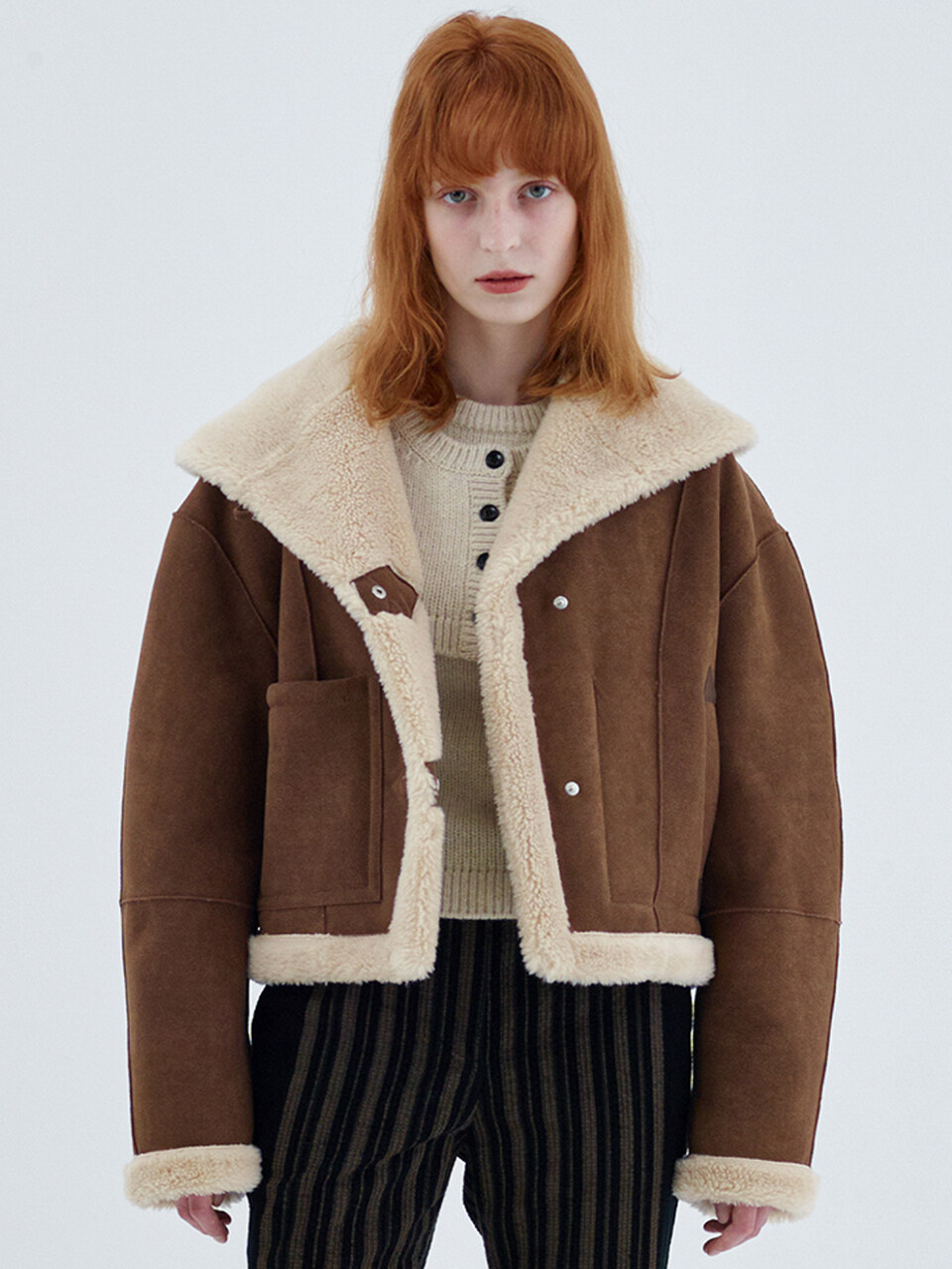 FLEECE REVERSIBLE JACKET, BROWN
