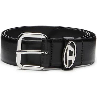 Diesel Black Belt With 1Dr Buckle In Leather Man