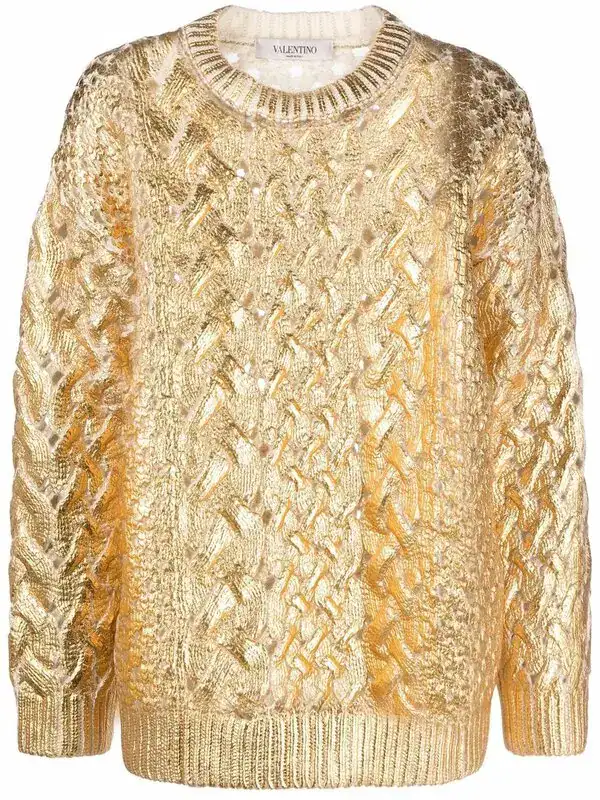 Metallized Cable-knit Jumper