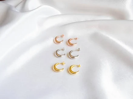 C Shape Half Hoop Stud Earrings