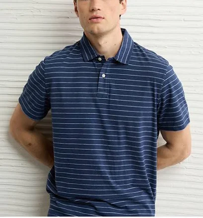 AE Men's 24/7 Club Logo Striped Polo Shirt