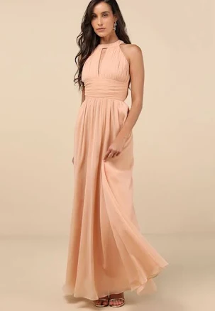 Lulus Pleated Backless Maxi Dress