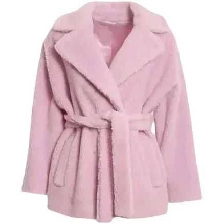 Max Mara Pink Wool Blend Ramino Teddy Coat Size 40 IT