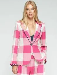 Pink Gingham Plaid Blazer