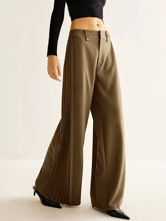 Wide-leg Pants with Side Pleated