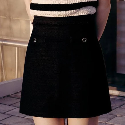 FRONTROW Tweed_Fringed Tweed Mini Skirt by W Concept